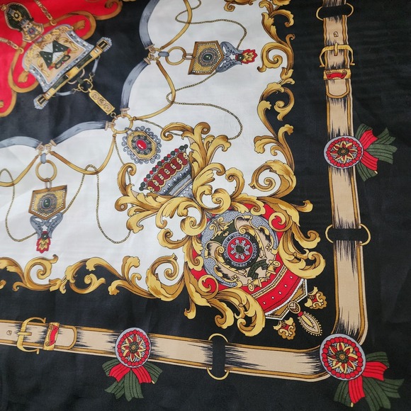 2 Equestrian‎ Scarf Silk Feel Womens Horse Riding Bit Bridle Old Money Royal Red - Picture 6 of 15